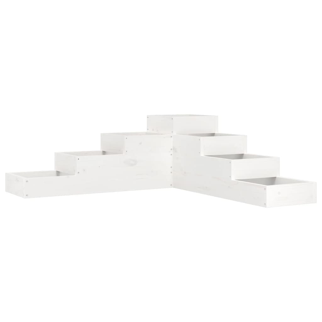 Patio Planter 4-Tier 41.7x41.1x14.2" White Solid Wood Pine