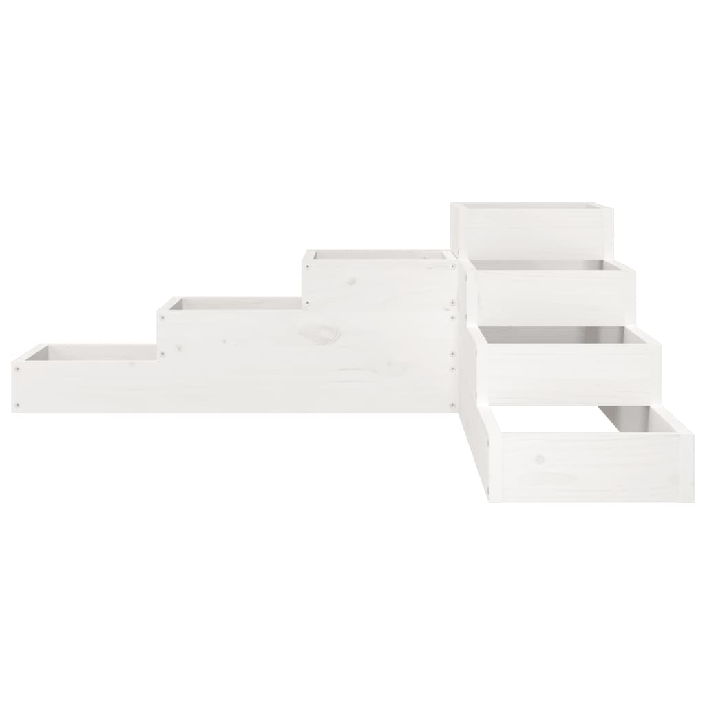 Patio Planter 4-Tier 41.7x41.1x14.2" White Solid Wood Pine