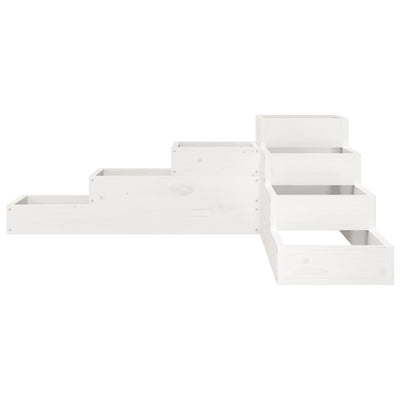 Patio Planter 4-Tier 41.7x41.1x14.2" White Solid Wood Pine