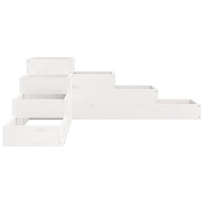 Patio Planter 4-Tier 41.7x41.1x14.2" White Solid Wood Pine