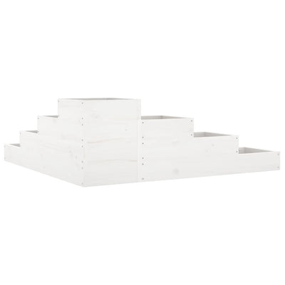 Patio Planter 4-Tier 41.7x41.1x14.2" White Solid Wood Pine