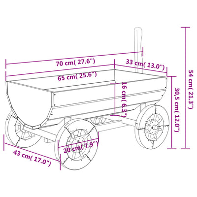 Decorative Wagon 27.6"x16.9"x21.3" Solid Wood Fir