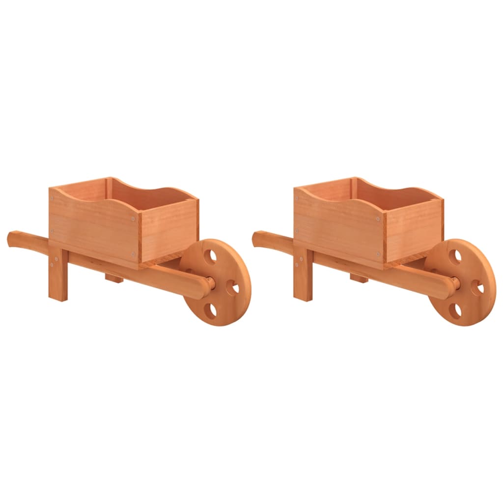 Wheelbarrow Planters 2 pcs 18.5"x5.9"x7.5" Solid Wood Fir