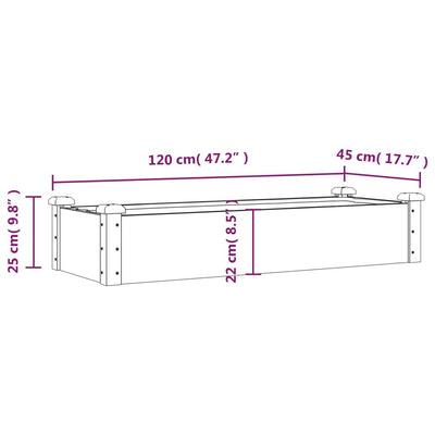 Garden Raised Bed with Liner 47.2"x17.7"x9.8" Solid Wood Fir