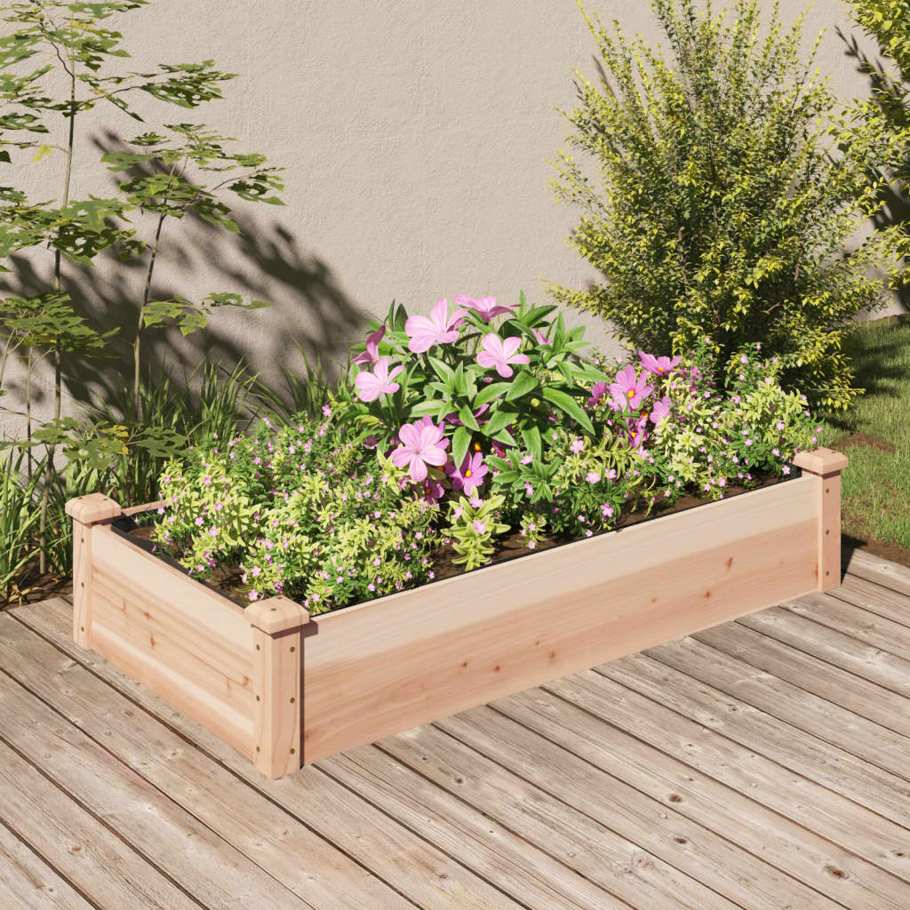 Garden Raised Bed with Liner 47.2"x23.6"x9.8" Solid Wood Fir