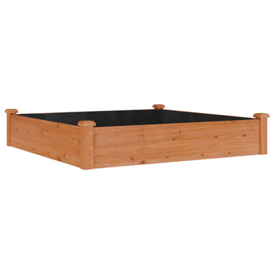 Garden Raised Bed with Liner Brown 47.2"x47.2"x9.8" Solid Wood Fir