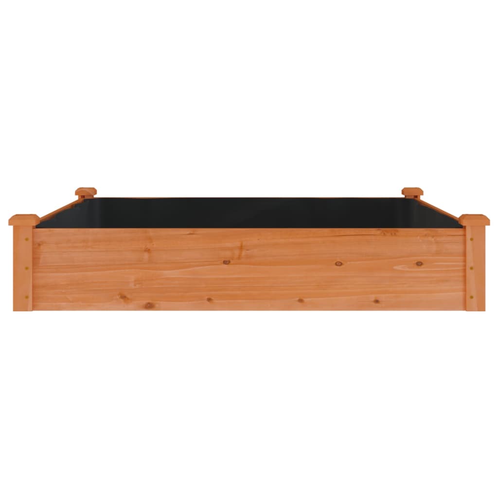 Garden Raised Bed with Liner Brown 47.2"x47.2"x9.8" Solid Wood Fir