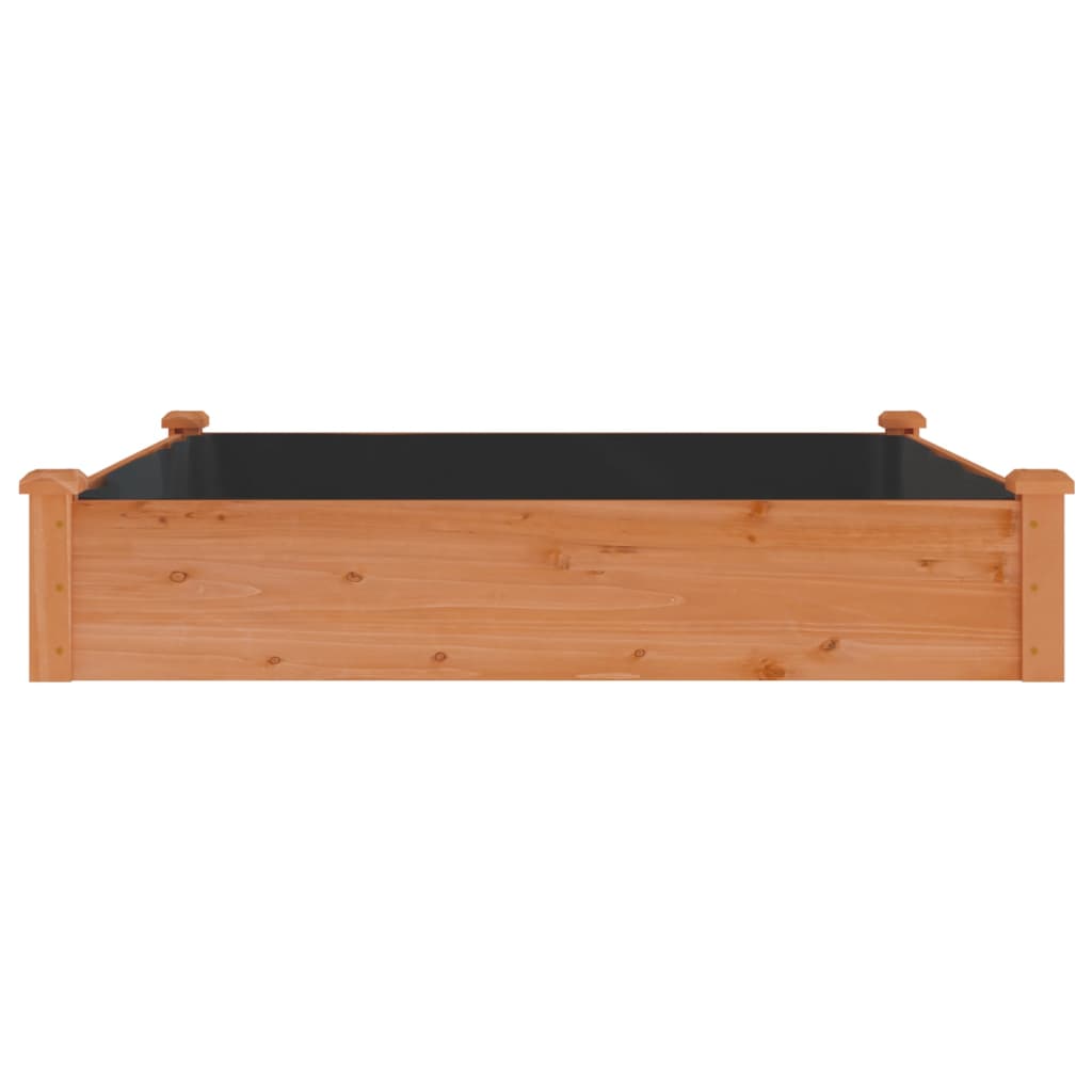 Garden Raised Bed with Liner Brown 47.2"x47.2"x9.8" Solid Wood Fir