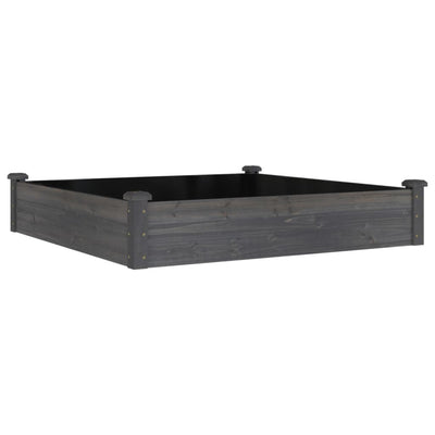 Garden Raised Bed with Liner Gray 47.2"x47.2"x9.8" Solid Wood Fir