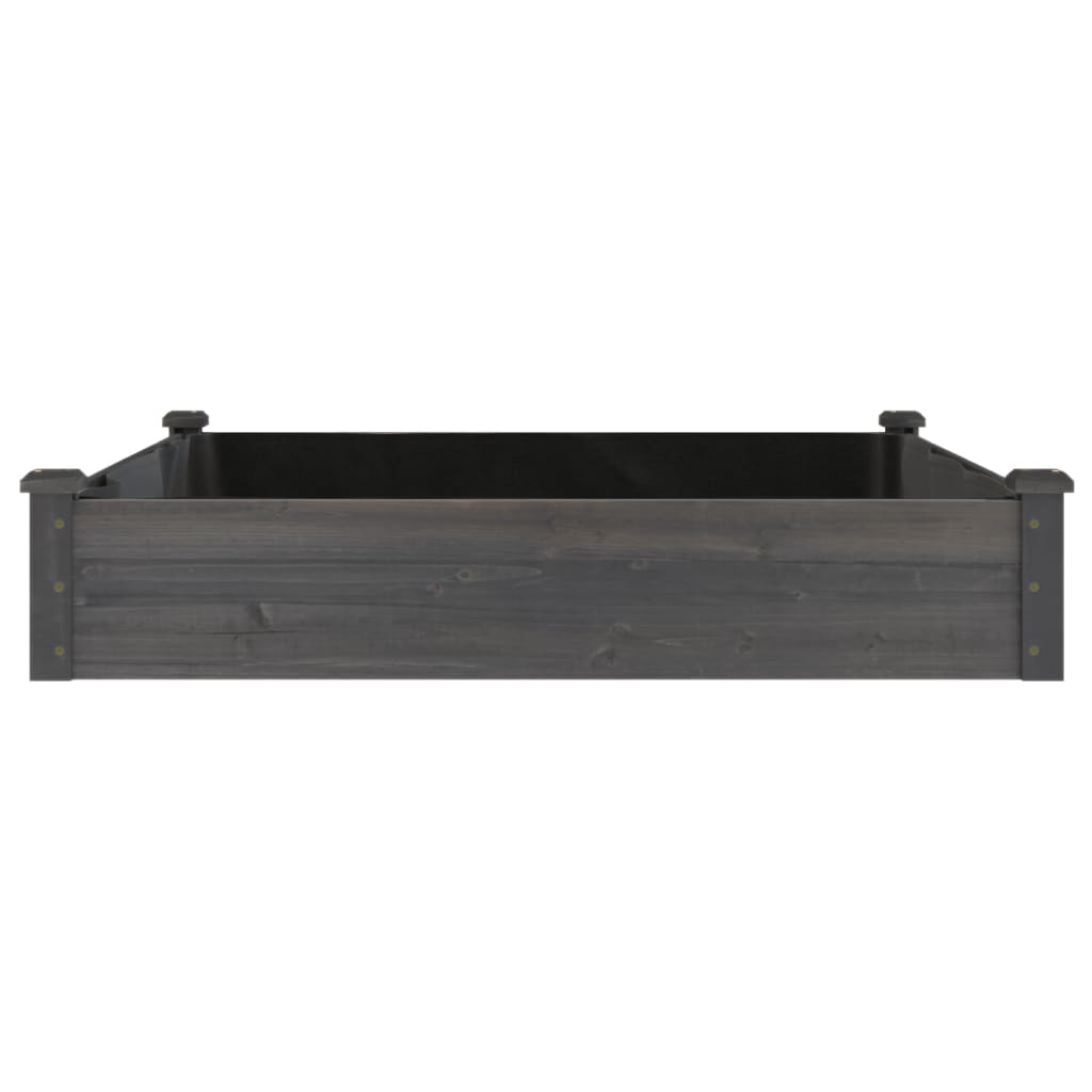 Garden Raised Bed with Liner Gray 47.2"x47.2"x9.8" Solid Wood Fir