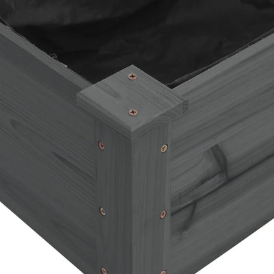 Garden Raised Bed with Liner Gray 47.2"x47.2"x9.8" Solid Wood Fir