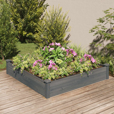 Garden Raised Bed with Liner Gray 47.2"x47.2"x9.8" Solid Wood Fir