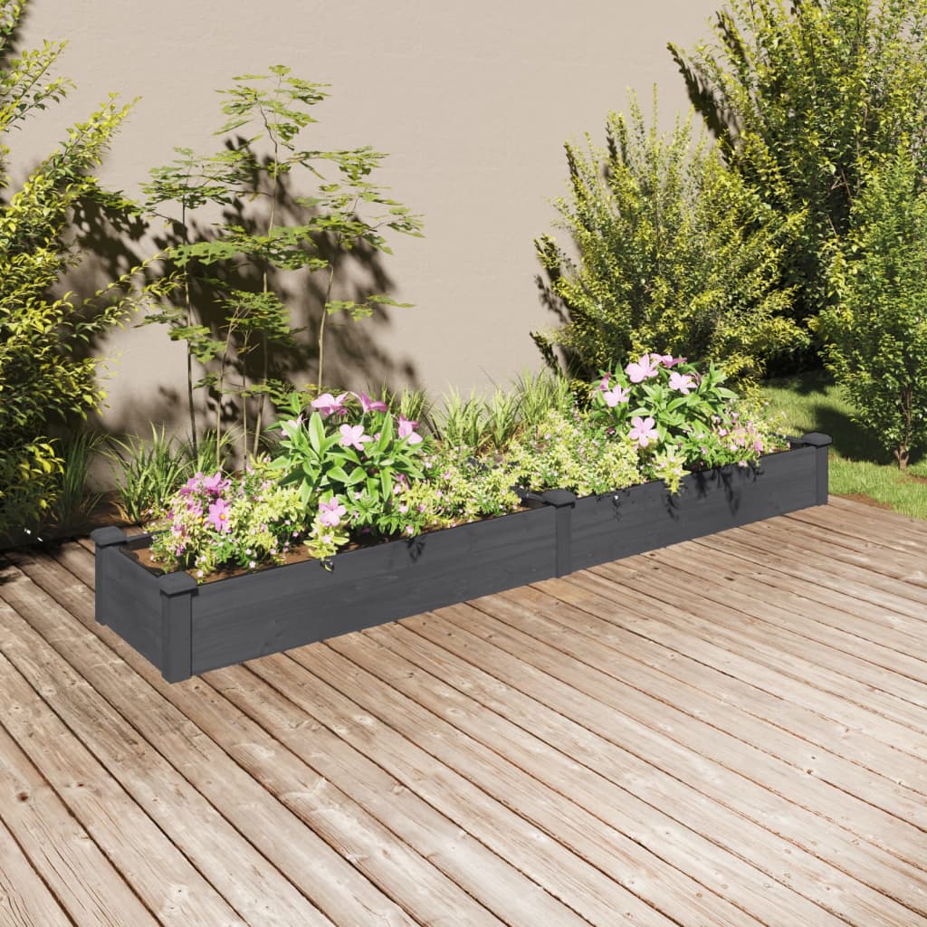 Garden Raised Bed with Liner Gray 94.5"x17.7"x9.8" Solid Wood Fir