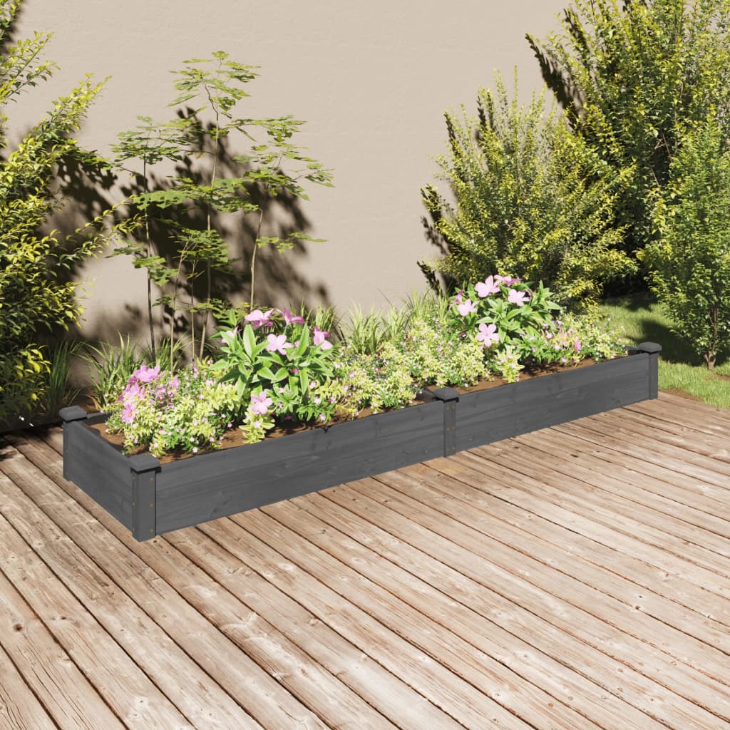 Garden Raised Bed with Liner Gray 94.5"x23.6"x9.8" Solid Wood Fir