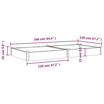 Garden Raised Bed with Liner 94.5"x47.2"x9.8" Solid Wood Fir