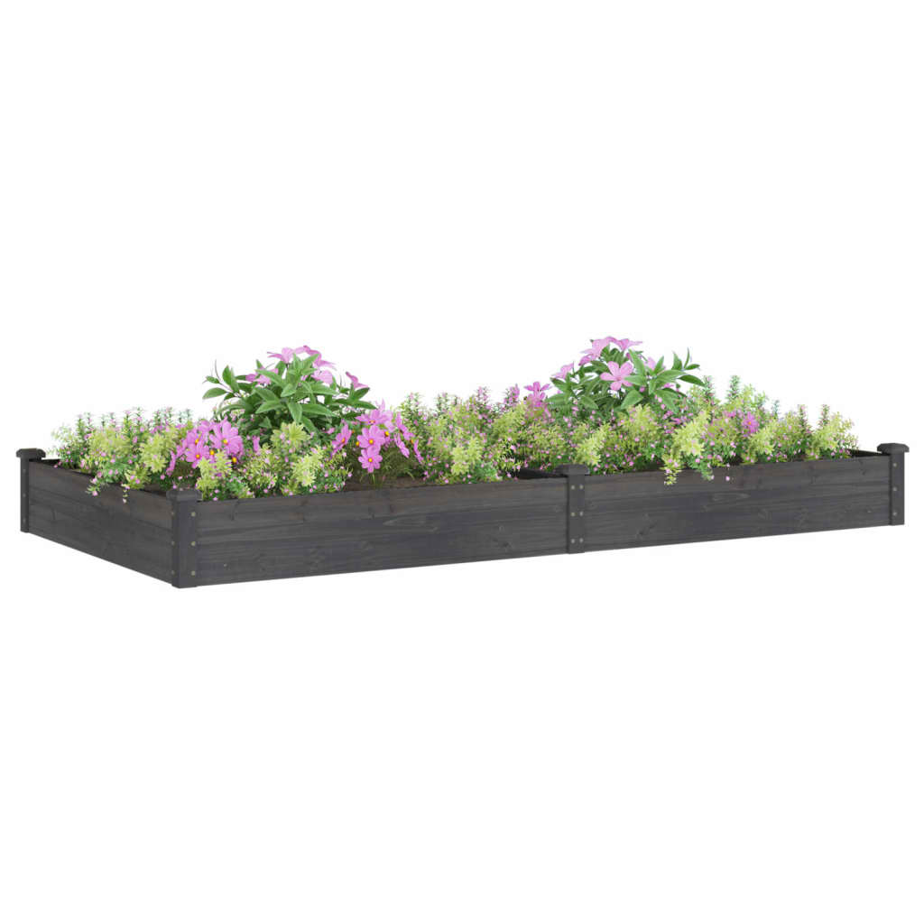 Garden Raised Bed with Liner Gray 94.5"x47.2"x9.8" Solid Wood Fir