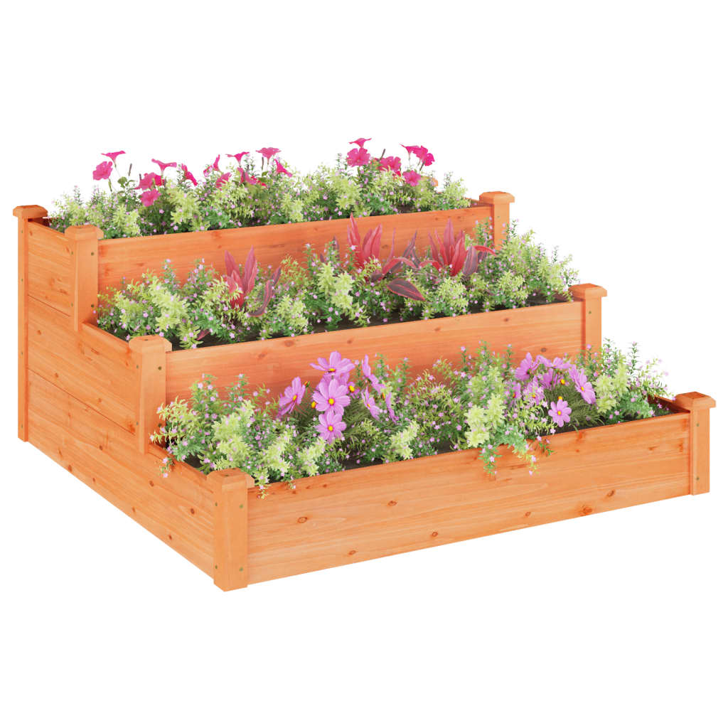 Garden Raised Bed Brown 47.2"x47.2"x22" Solid Wood Fir