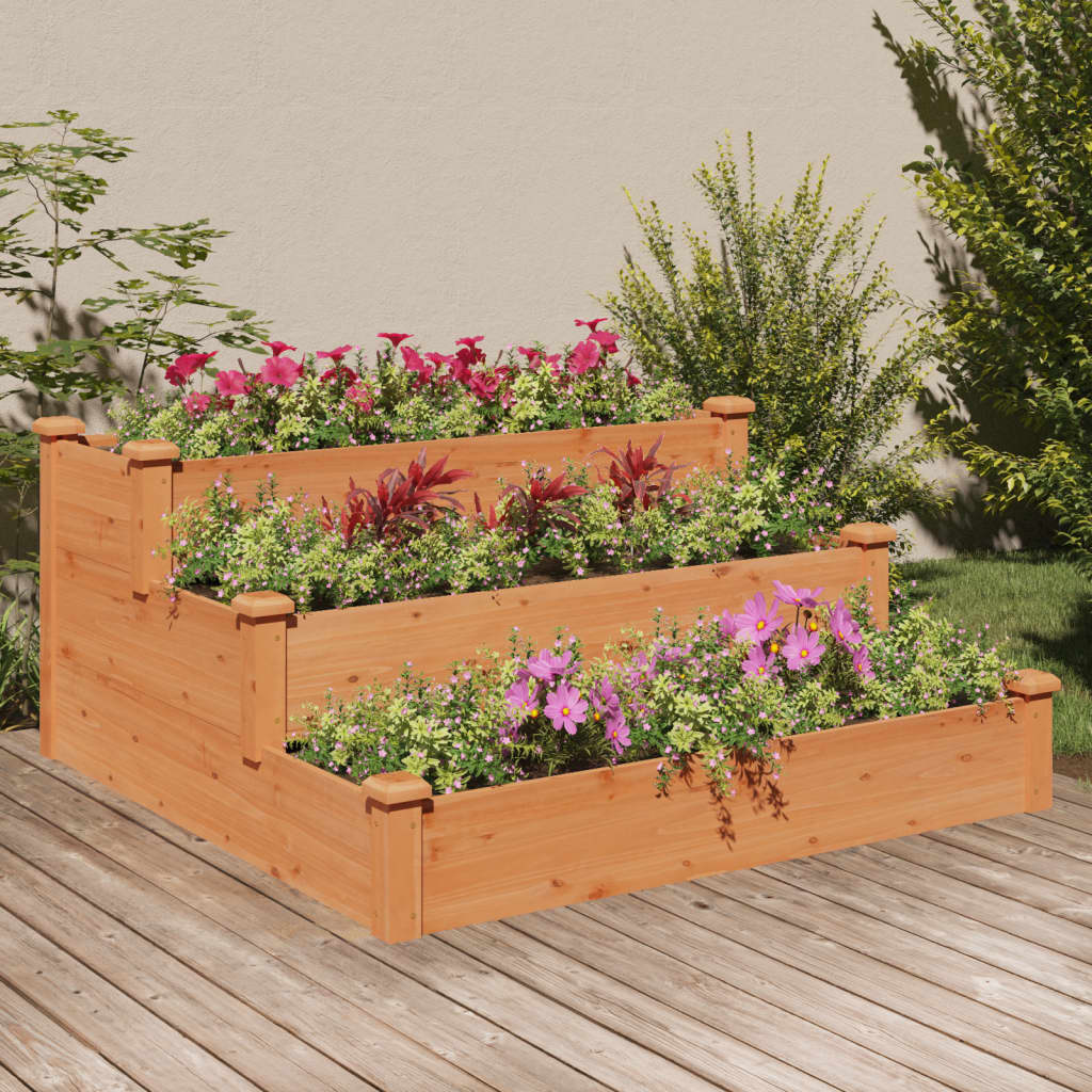 Garden Raised Bed Brown 47.2"x47.2"x22" Solid Wood Fir