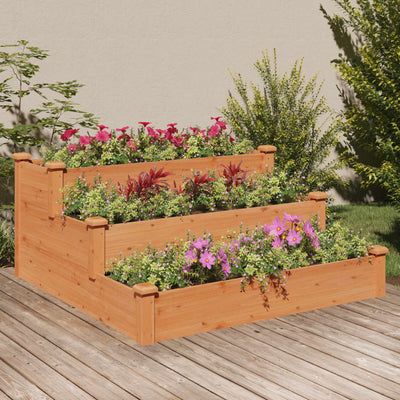 Garden Raised Bed Brown 47.2"x47.2"x22" Solid Wood Fir