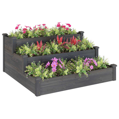 Garden Raised Bed Gray 47.2"x47.2"x22" Solid Wood Fir