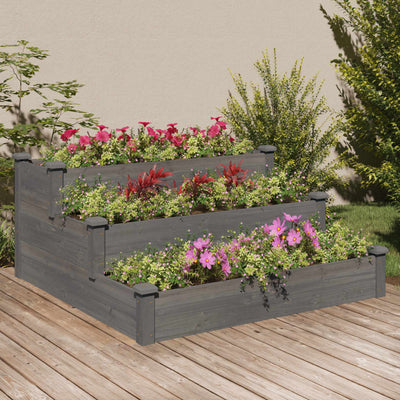 Garden Raised Bed Gray 47.2"x47.2"x22" Solid Wood Fir