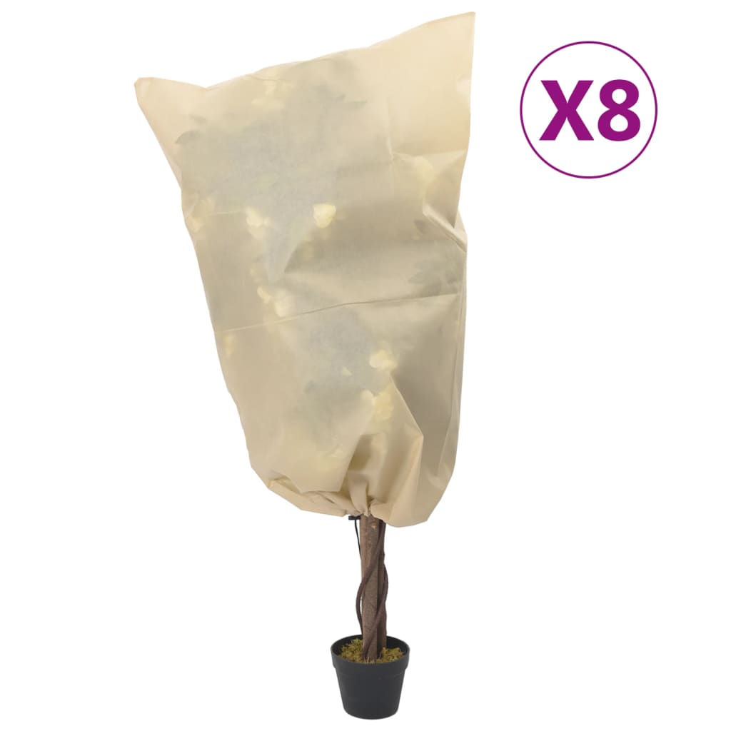 Plant Fleece Cover Set of 8 Beige