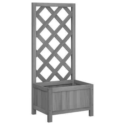 Planter with Trellis Gray Solid Wood Fir