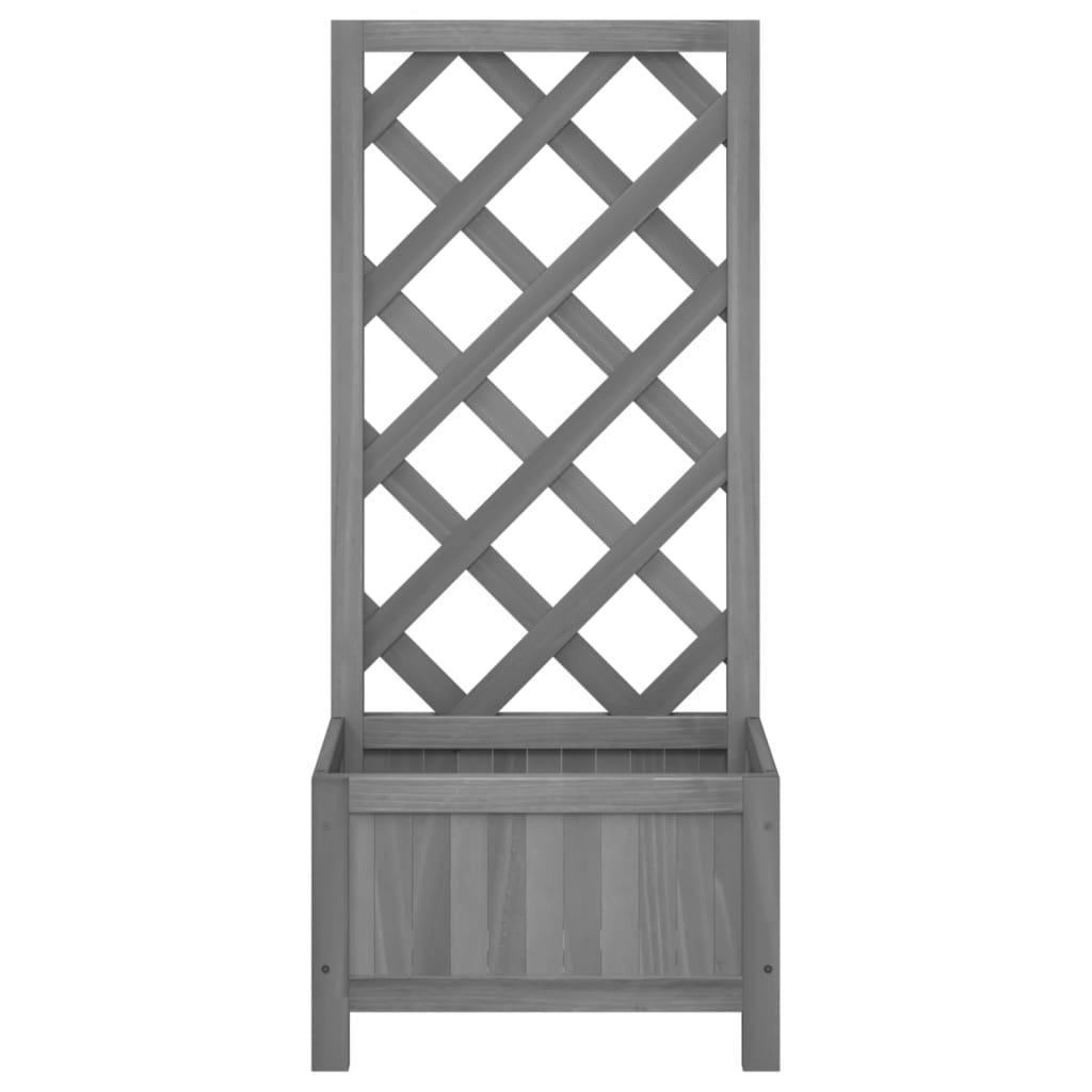 Planter with Trellis Gray Solid Wood Fir