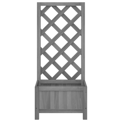 Planter with Trellis Gray Solid Wood Fir