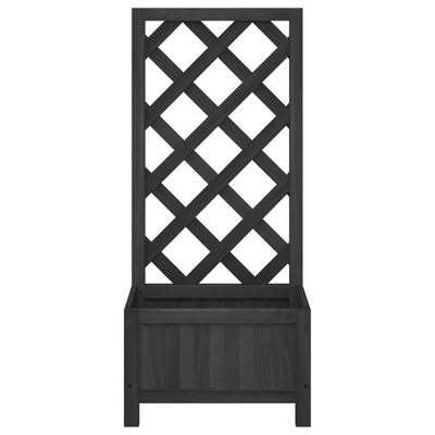 Planter with Trellis Black Solid Wood Fir