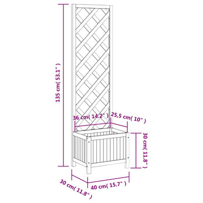 Planter with Trellis Black Solid Wood Fir