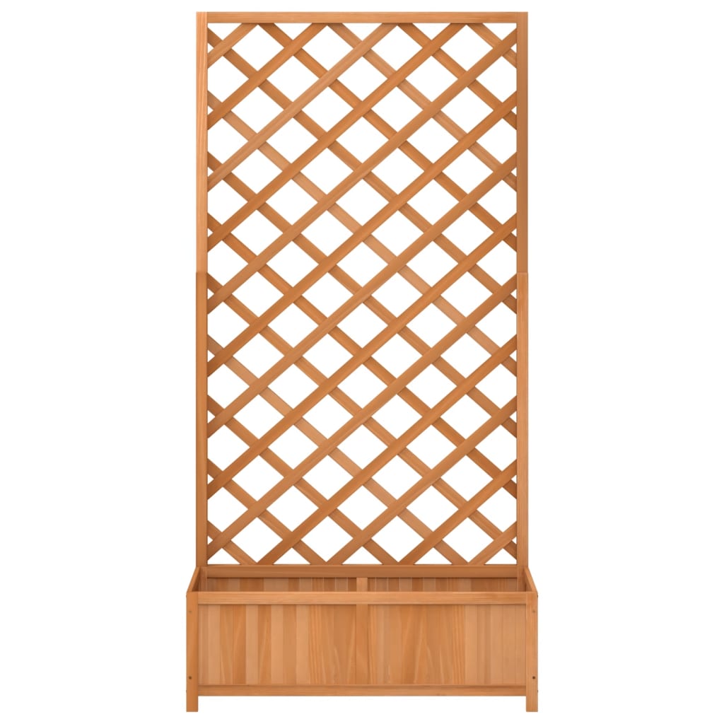 Planter with Trellis Brown Solid Wood Fir