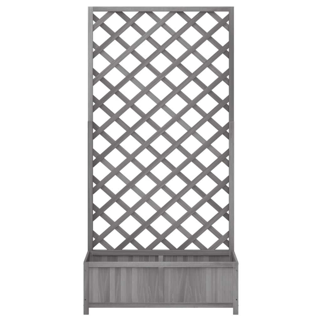 Planter with Trellis Gray Solid Wood Fir