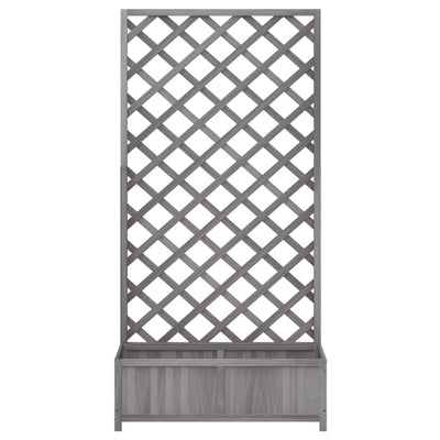 Planter with Trellis Gray Solid Wood Fir