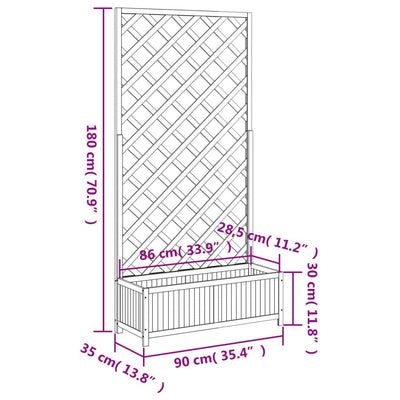 Planter with Trellis Black Solid Wood Fir