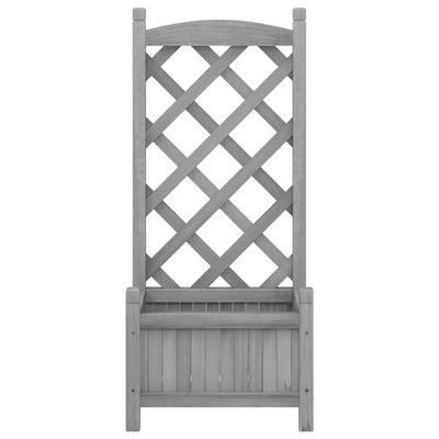 Planter with Trellis Gray Solid Wood Fir