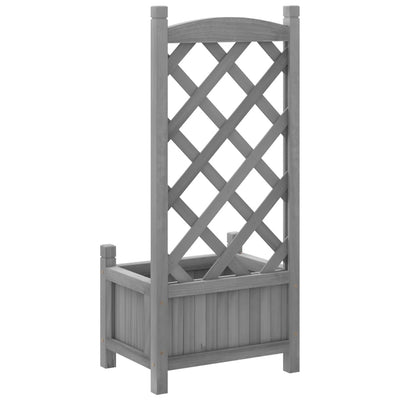 Planter with Trellis Gray Solid Wood Fir