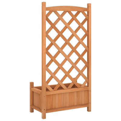 Planter with Trellis Brown Solid Wood Fir