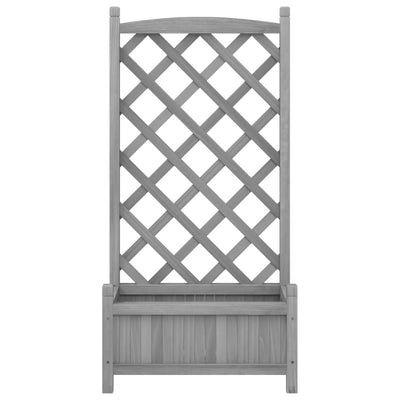 Planter with Trellis Gray Solid Wood Fir