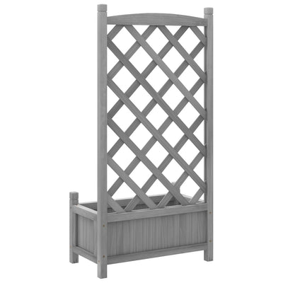 Planter with Trellis Gray Solid Wood Fir