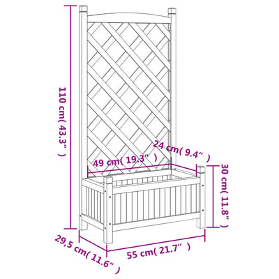 Planter with Trellis Black Solid Wood Fir