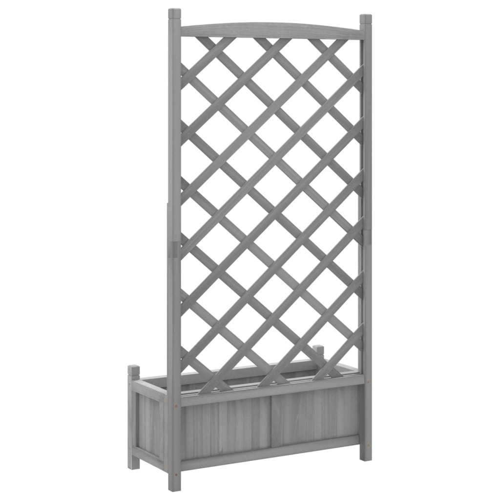 Planter with Trellis Gray Solid Wood Fir