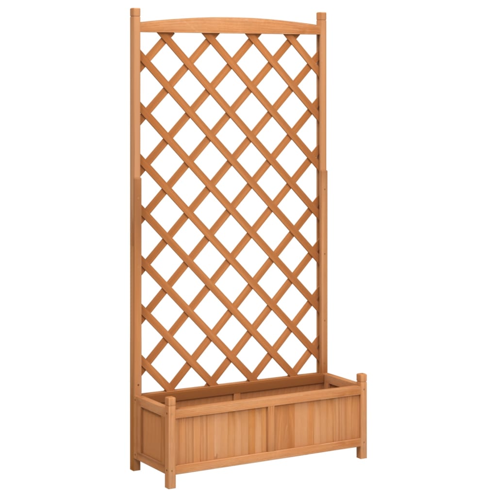 Planter with Trellis Brown Solid Wood Fir