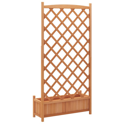 Planter with Trellis Brown Solid Wood Fir