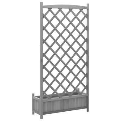 Planter with Trellis Gray Solid Wood Fir