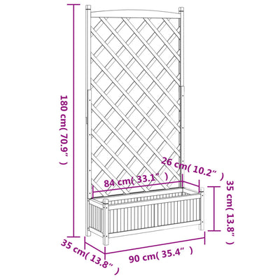 Planter with Trellis Gray Solid Wood Fir