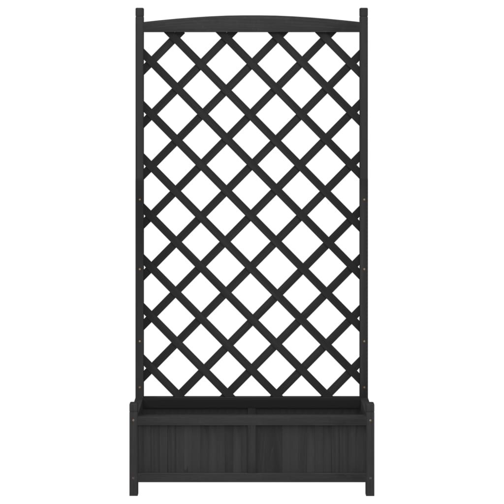 Planter with Trellis Black Solid Wood Fir