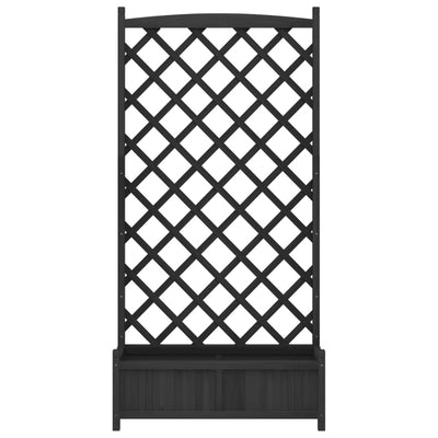 Planter with Trellis Black Solid Wood Fir