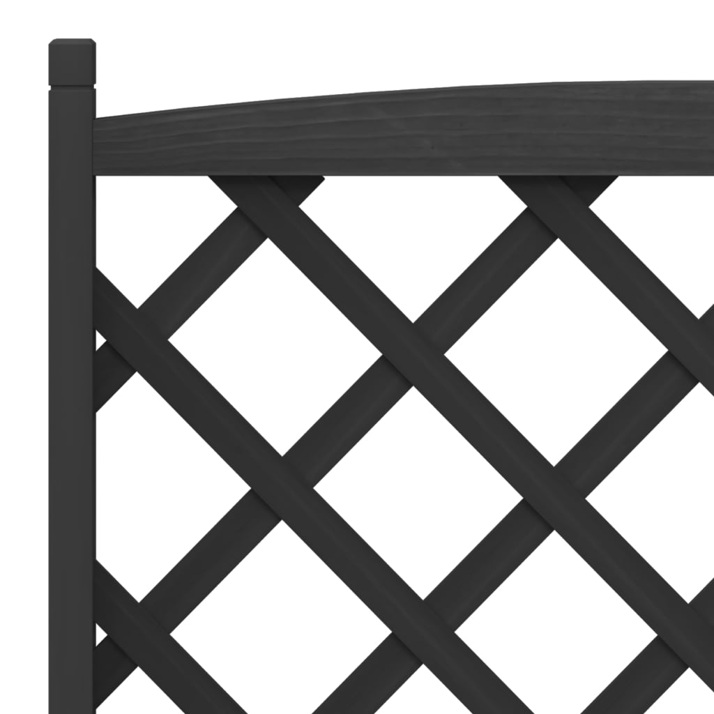 Planter with Trellis Black Solid Wood Fir