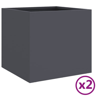 Planters 2 pcs Anthracite 12.6"x11.8"x11.4" Steel